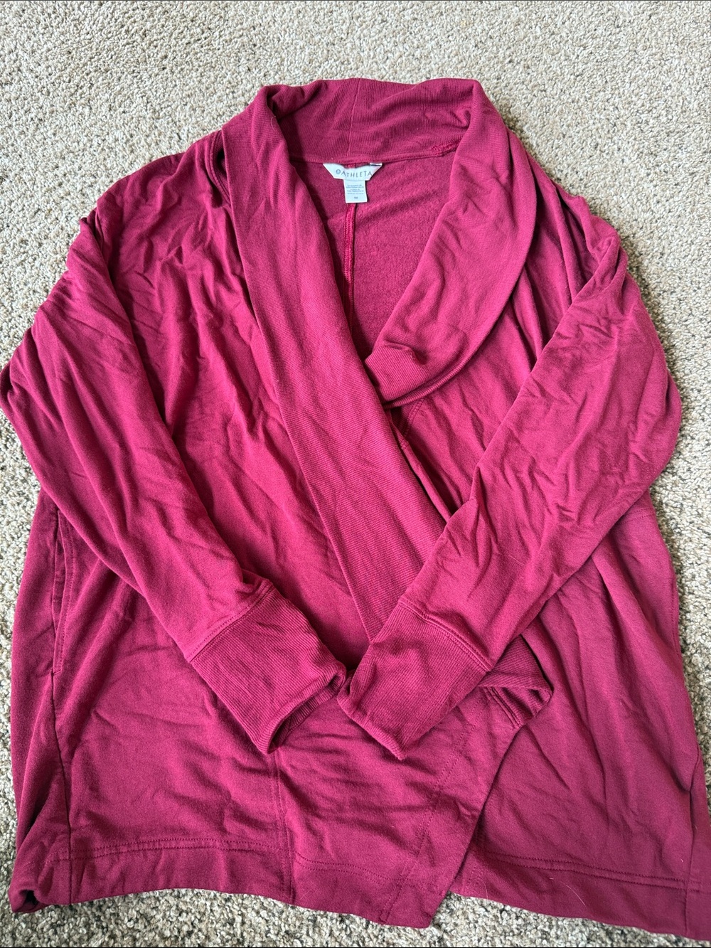 Athleta Raspberry Open Front Cozy Cardigan